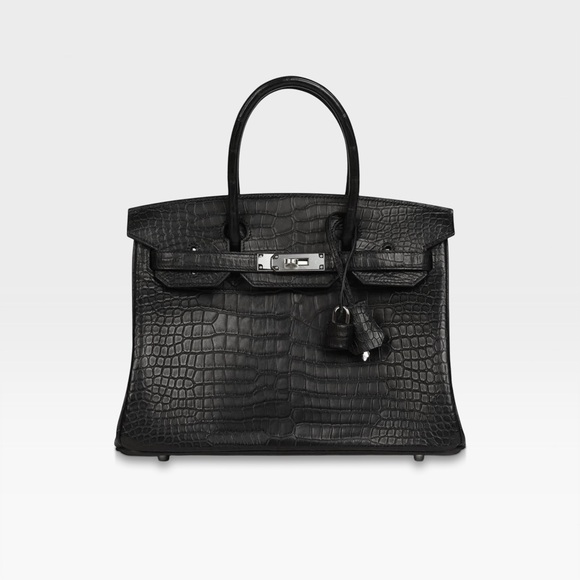 Hermes Handbags - Hermès - Birkin 30 - Black Matte Porosus Crocodile
